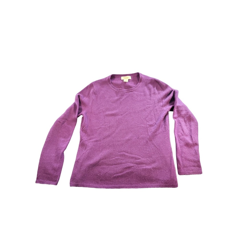 Peck & Peck Cashmere Sweater Women Size Large Purple Boat Neck 2 Ply Winterwear